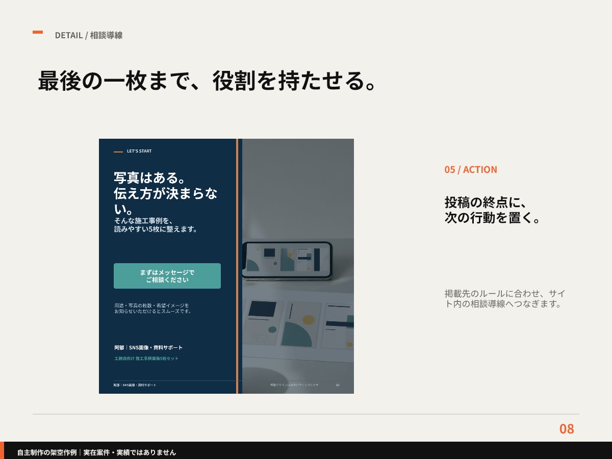 施工写真からInstagram投稿5枚を作ります 工務店向け｜5枚＋短い投稿文・修正2回 イメージ8