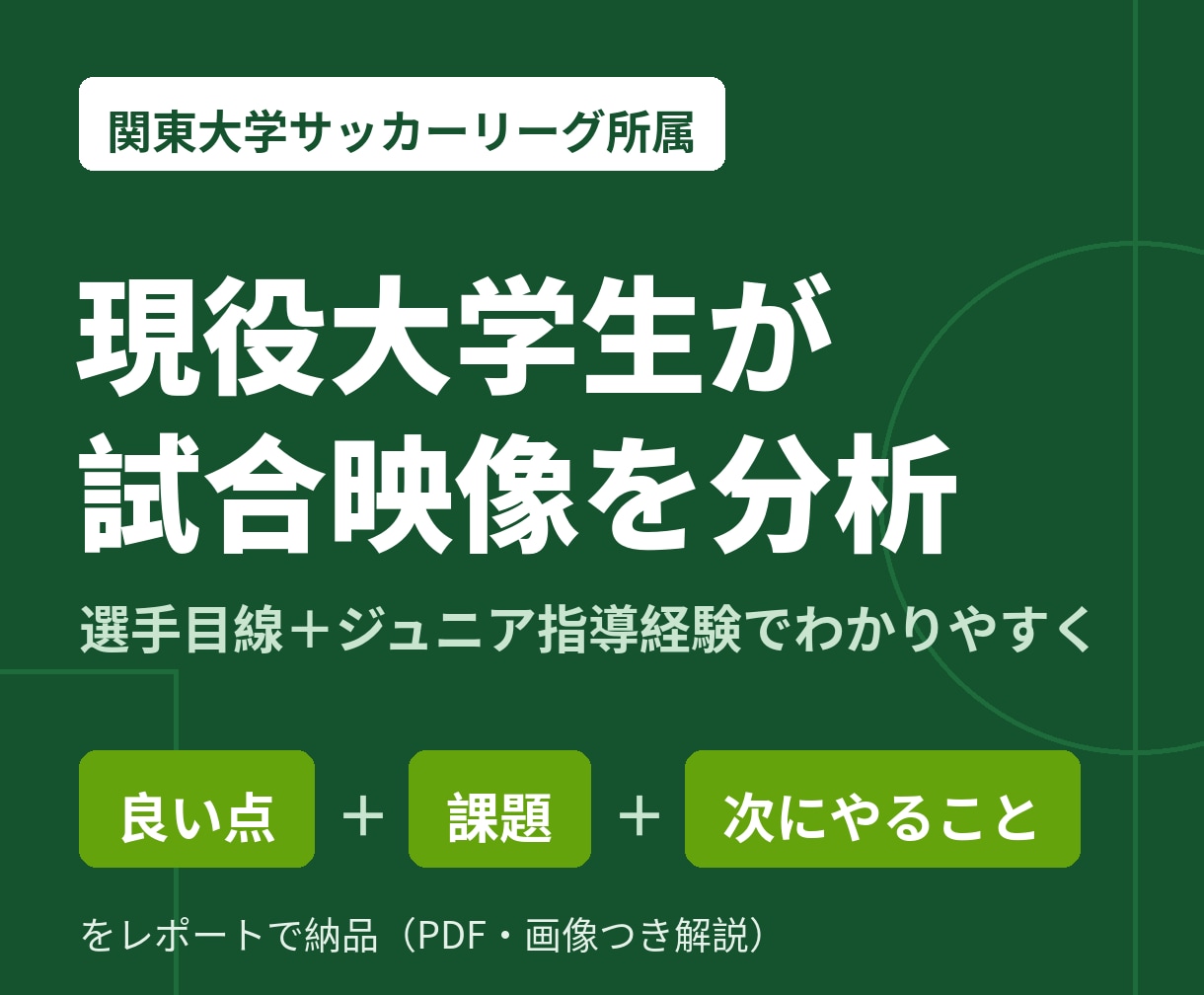 関東大学リーグ所属の現役選手が試合映像を分析します 大学でサッカーを学ぶ現役選手×指導経験でわかりやすく分析 イメージ1