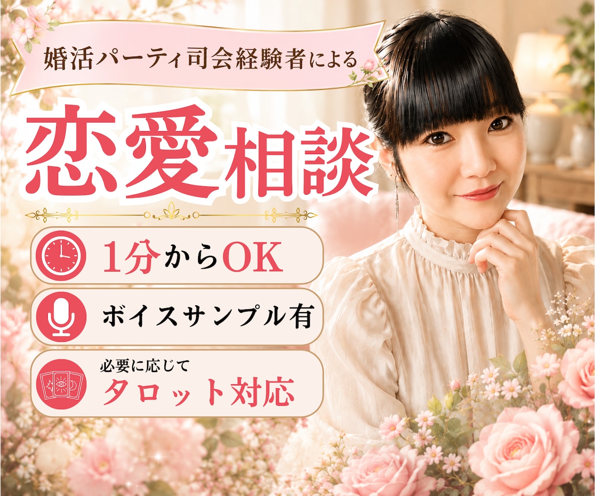 癒し恋愛相談❤️どんな恋のお悩みにも寄り添います ボイスサンプルあり⭐︎片思い・復縁・婚活・不倫・複雑恋愛 イメージ1