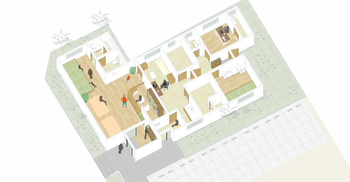 簡易的な建物のイラストを描きます 奥行き感を消したわかりやすい建物のパース イメージ2