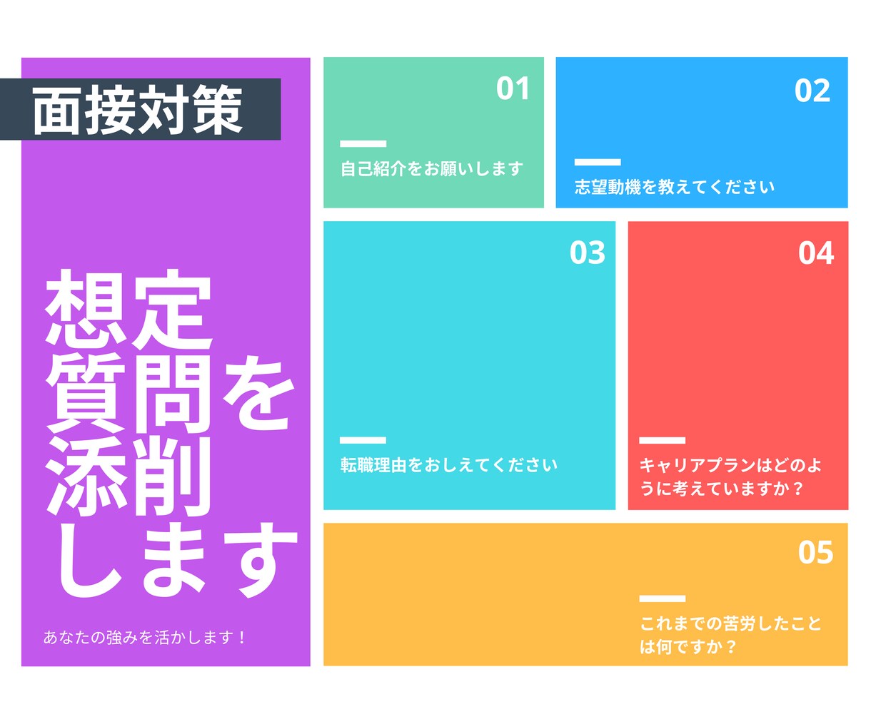 面接対策をご支援！頻出の面接回答を添削いたします ⭐︎人材業界での経験を活かし、あなたの魅力を引き出します⭐︎ イメージ1