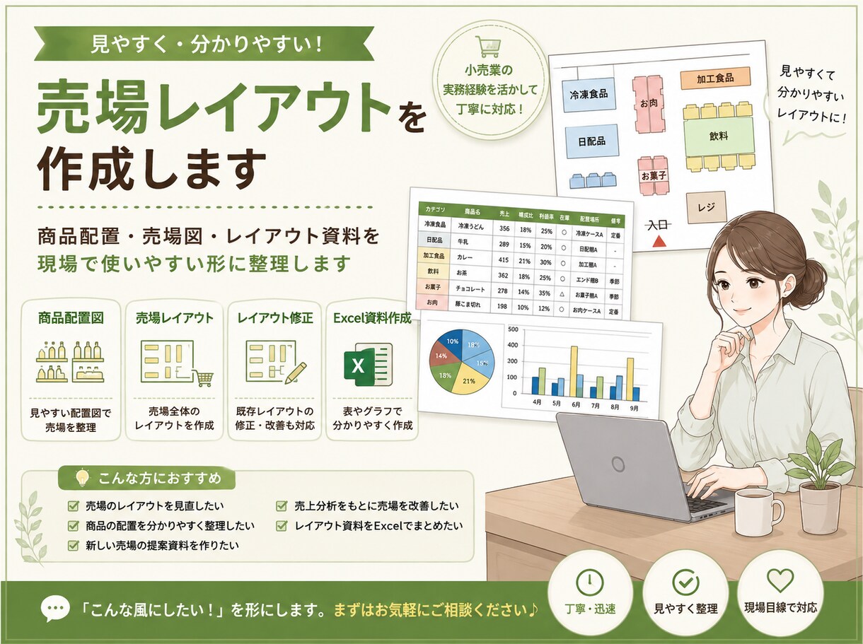 売場レイアウトを見やすく作成します 商品の配置や売場づくりを分かりやすく整理します イメージ1