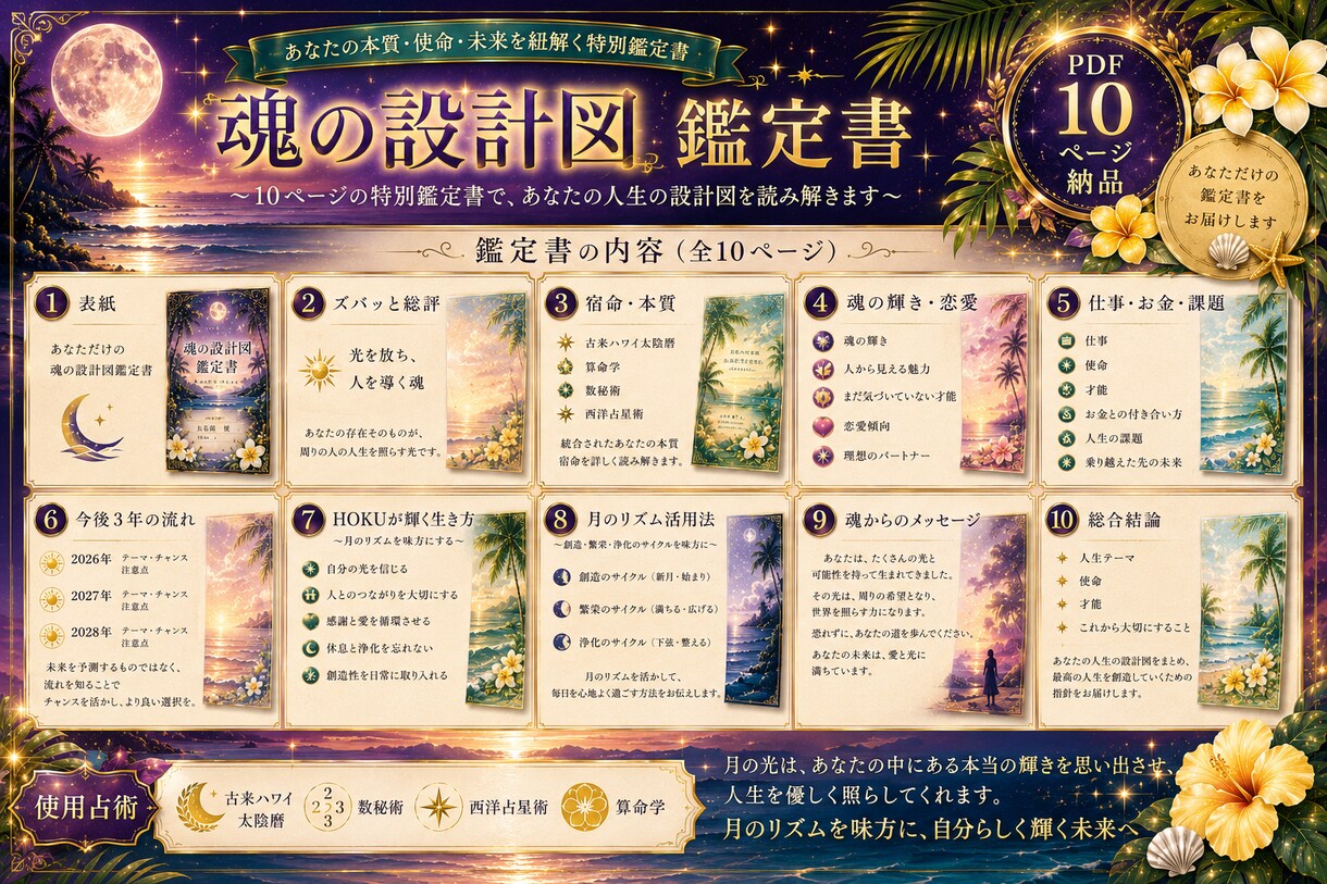 生年月日から才能・使命・人生テーマを鑑定します 古来ハワイ太陰暦で読み解く魂の設計図鑑定書(10ページ) イメージ4