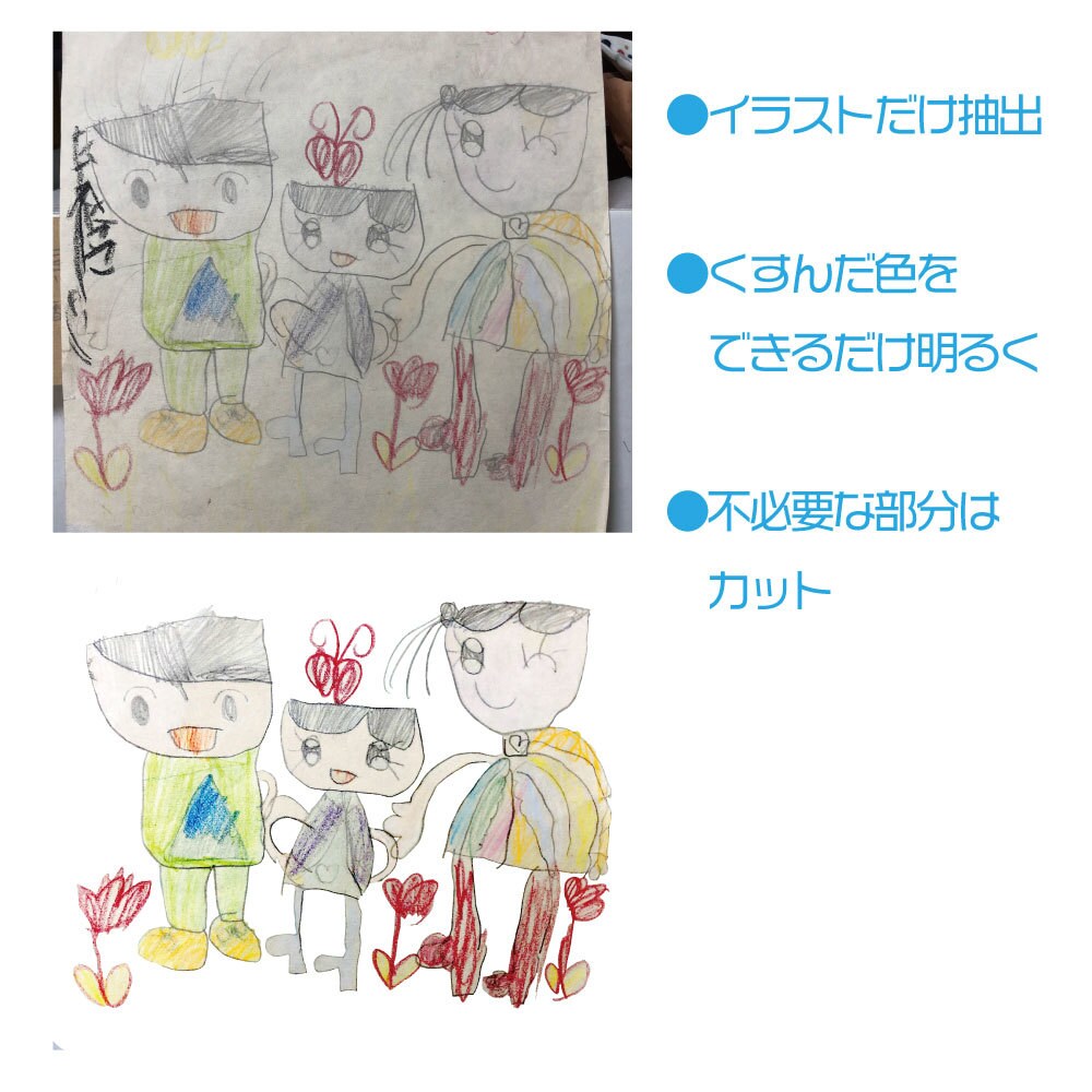 手描きイラスト、子どもの絵データ化、デザインします グッズ印刷などに利用可能！プレゼントに最適！思い出保存！ イメージ5