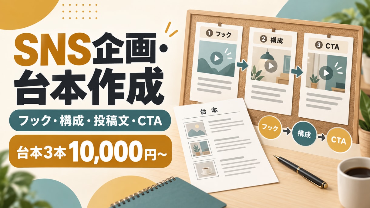 SNSショート動画の企画と台本を作成します 企画・台本・投稿文までまとめて提案します イメージ1