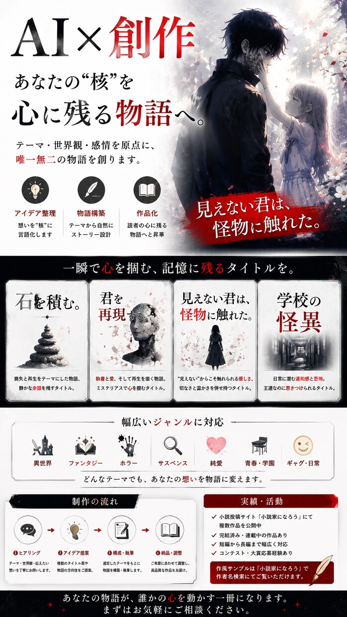 web小説を“読まれる形”へ編集します 「作者らしさを残したまま整えます。 イメージ4