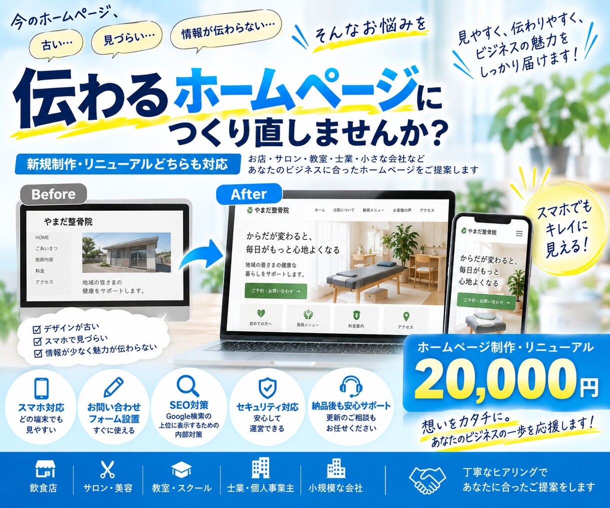 ホームページ制作～公開まですべてご支援します あらゆるご要望をお伺いします！ イメージ1