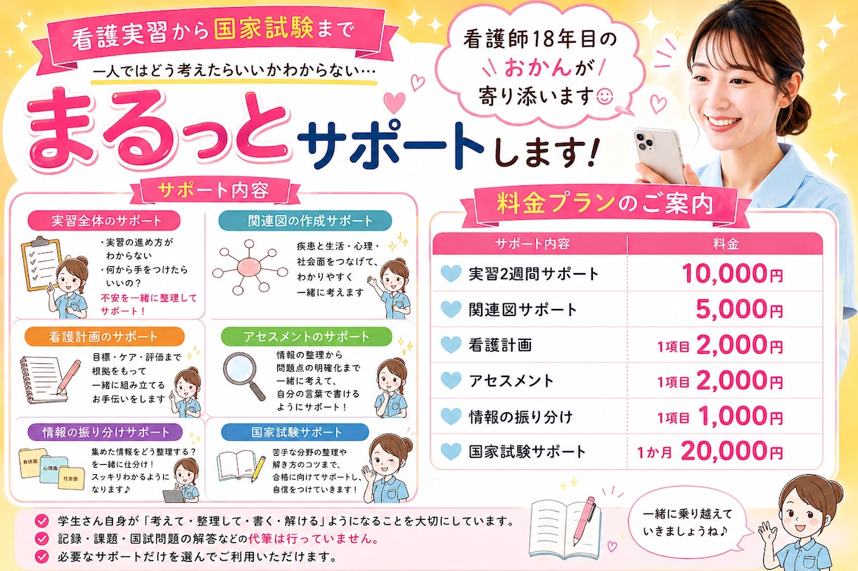 看護学生の実習・国家試験の悩みに寄り添います 実習も国試も一人で悩まなくて大丈夫 イメージ1
