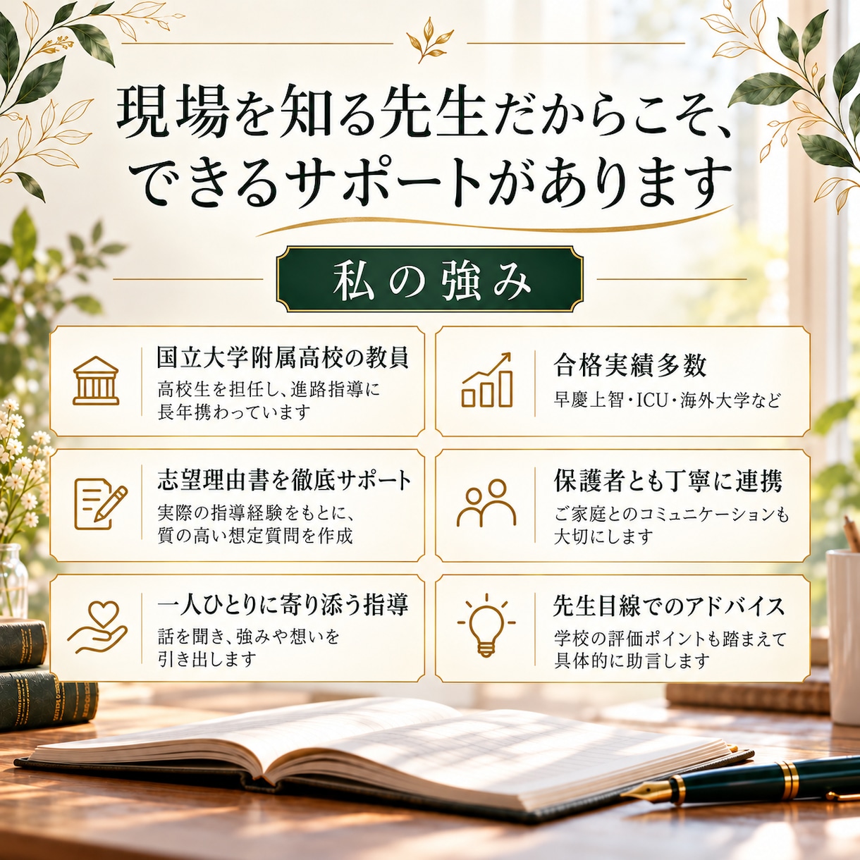 大学入試の面接を本番形式で個別対策します 英語・日本語対応｜志望理由書から想定質問も個別に設計します イメージ3