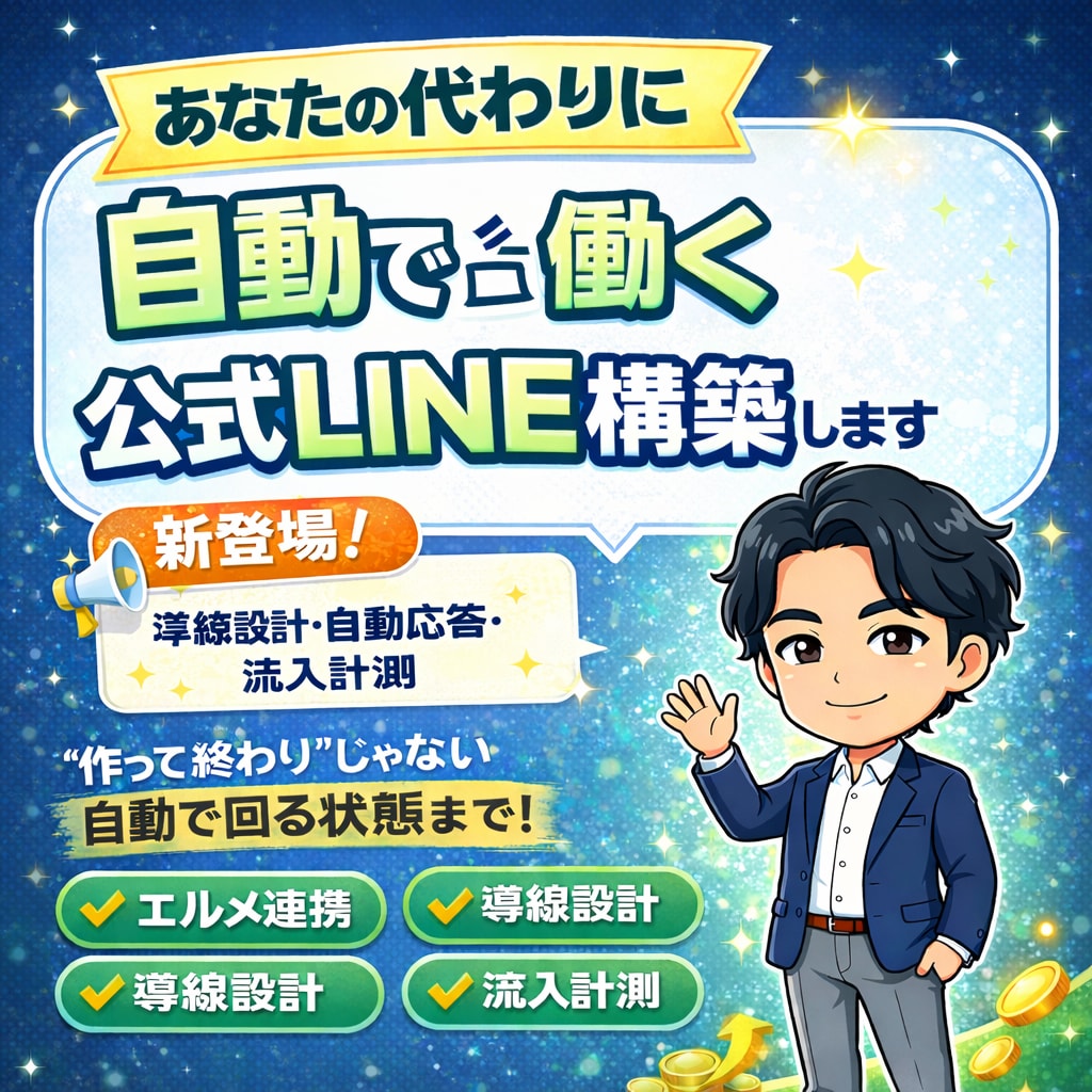 あなたの代わりに自動で働く公式LINE構築します エルメ連携・導線設計・自動応答・流入計測 イメージ1