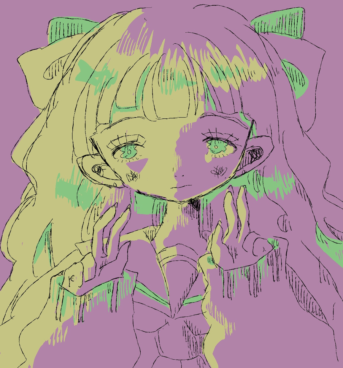 退廃的ポップな世界観のニ色塗り。一枚絵を制作します きっと伝わる温度がある。唯一無二の表現で世界観を構築します。 イメージ1