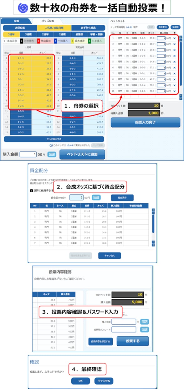 競艇自動投票を無料で試せます 本気で楽しむ方に贈る競艇自動投票アプリです イメージ3