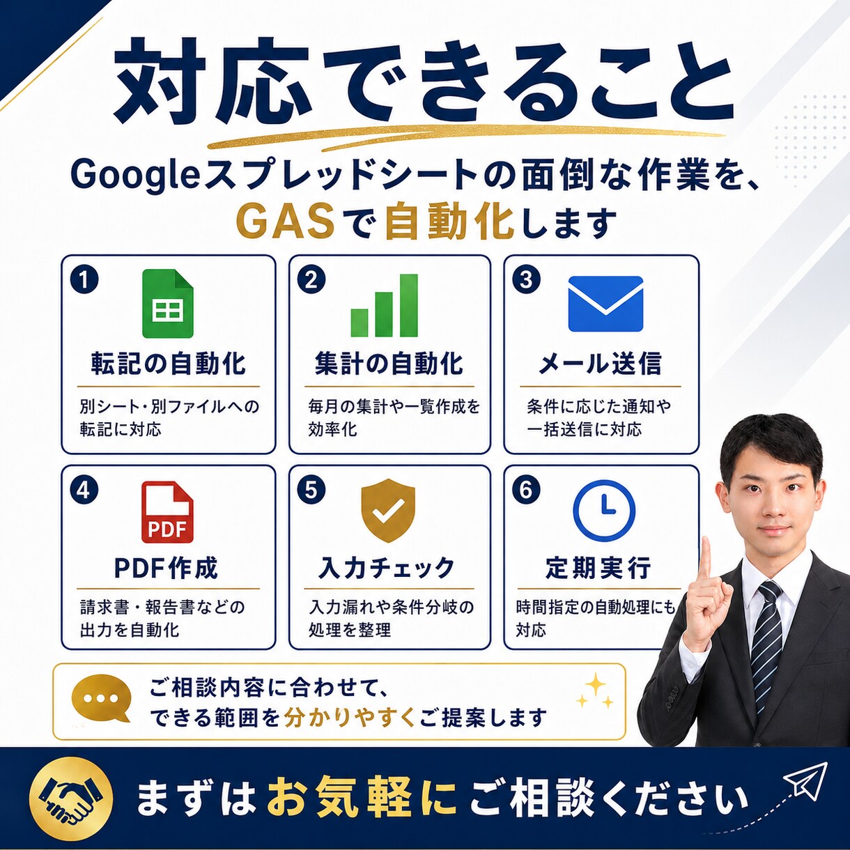 GoogleスプレッドシートをGASで自動化します 転記・集計・メール送信・PDF作成などの手作業を効率化します イメージ3