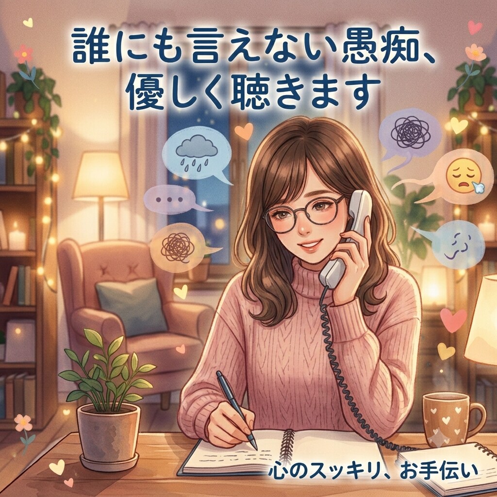 誰にも言えない愚痴、優しく聞きます 誰にも言えないしんどさ、吐き出してください。 イメージ1