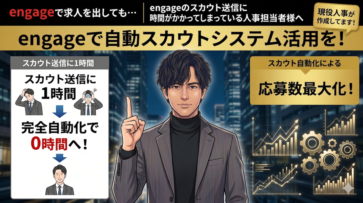 現役人事構築｜engageスカウト自動化します RPAツールを活用し、毎日自動で対象者にスカウトを送信 イメージ1