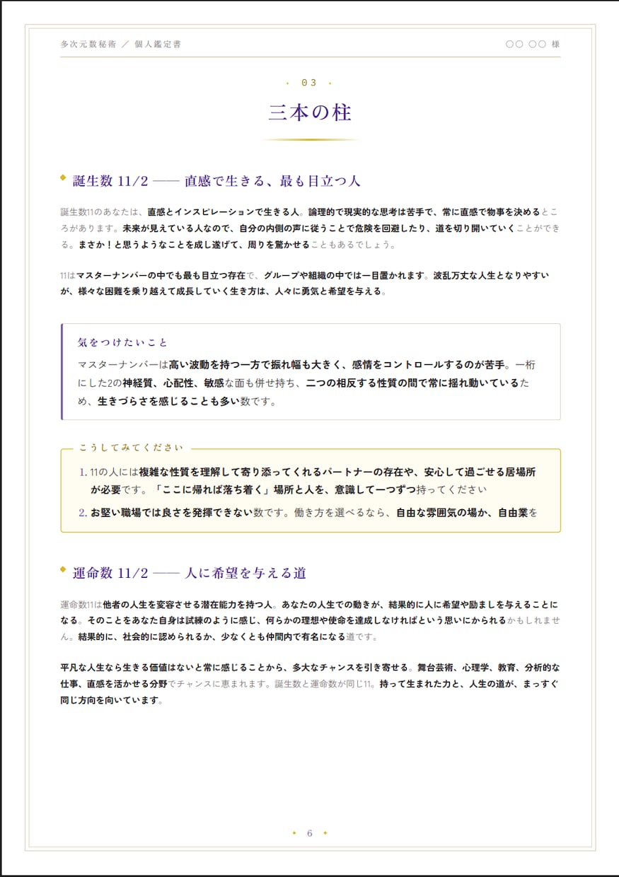 2万文字｜20年分年表＋数秘鑑定書をお届けします 能力・使命・仕事・お金・周りから見た姿・苦手の補い方が分かる イメージ3