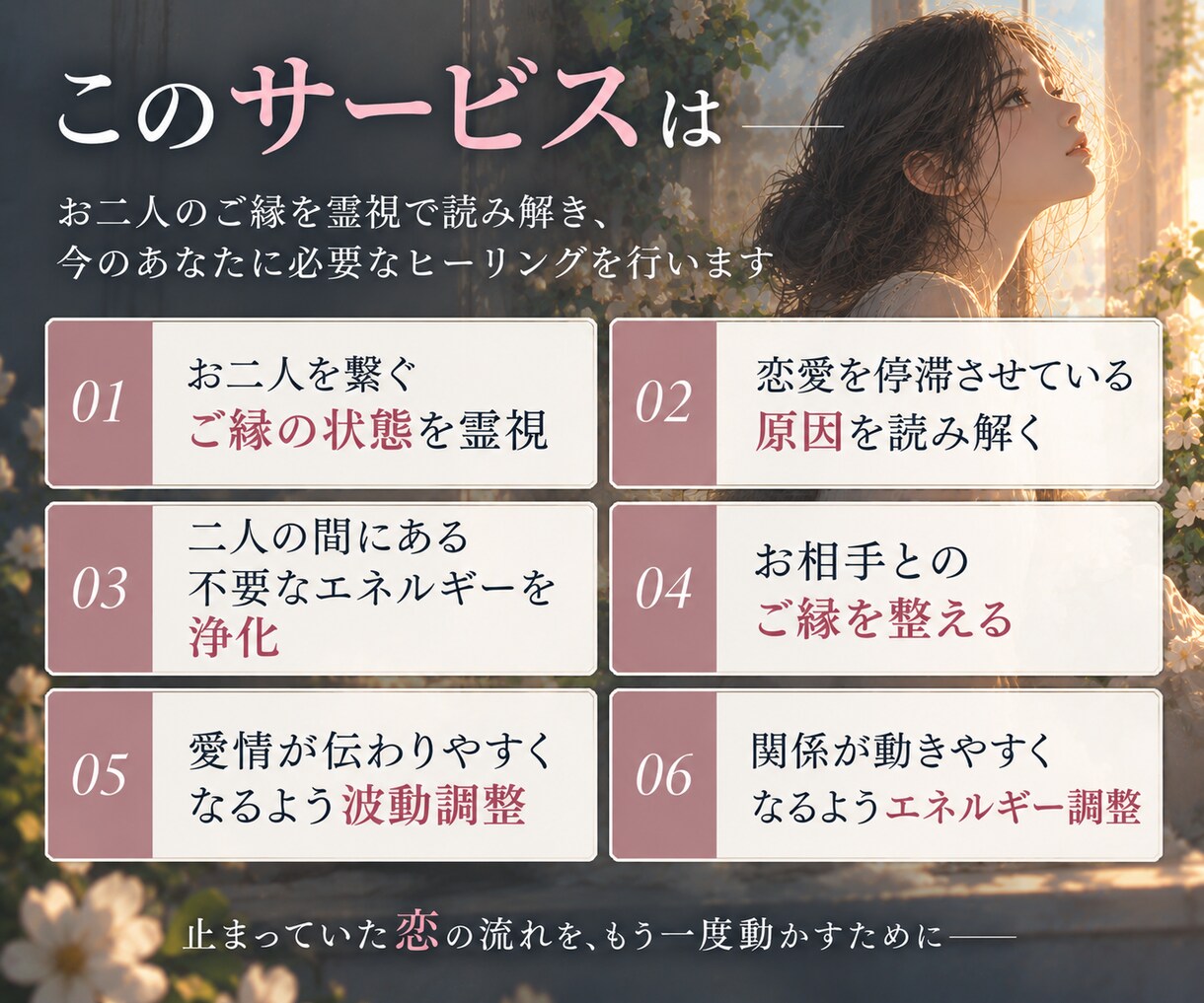 復縁・音信不通・複雑愛｜二人のご縁を結び直します 動かない恋の流れを整えもう一度愛が動き出すよう縁結びします イメージ3