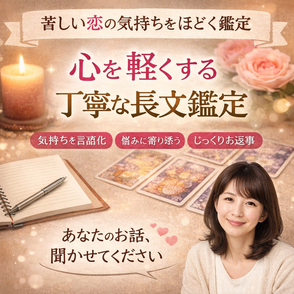 不安な気持ちを落ち着かせる恋愛相談タロットします 誰にも言えない恋の気持ちを受け止めます イメージ1