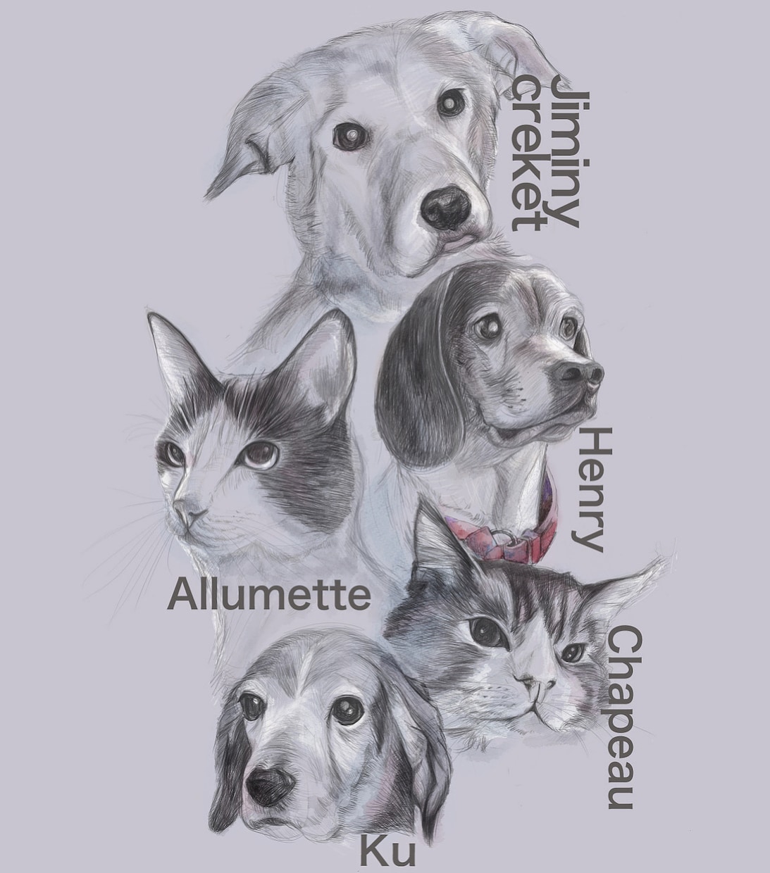 犬や猫などペットの肖像画を描きます ペットの似顔絵、イラスト、オーダーメイド イメージ1