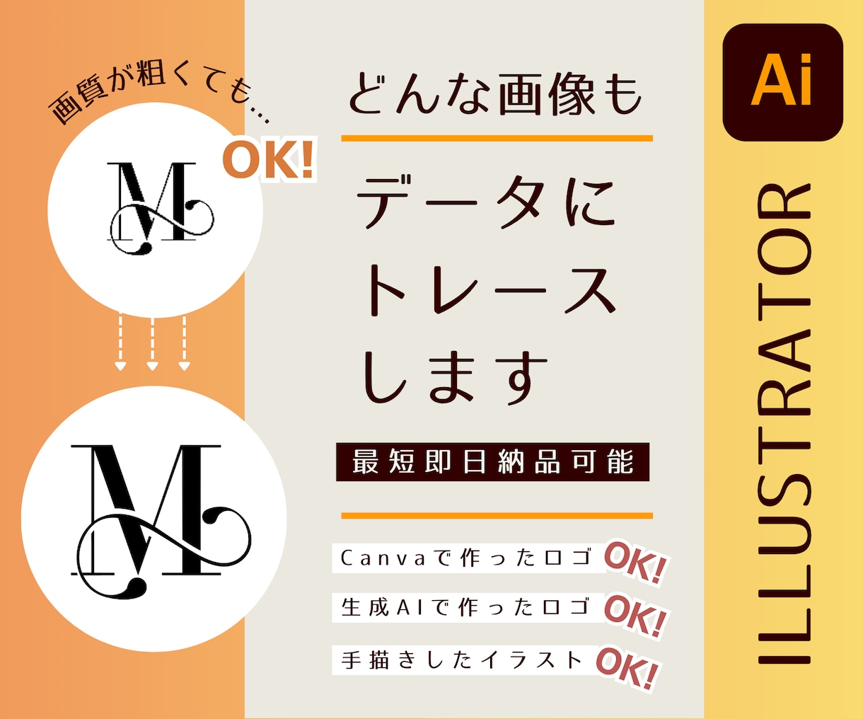 画質が粗いロゴや画像も高品質Aiデータに変換します トレースOK￤Canva・JPG・PNG￤すぐ使えるデータに イメージ3