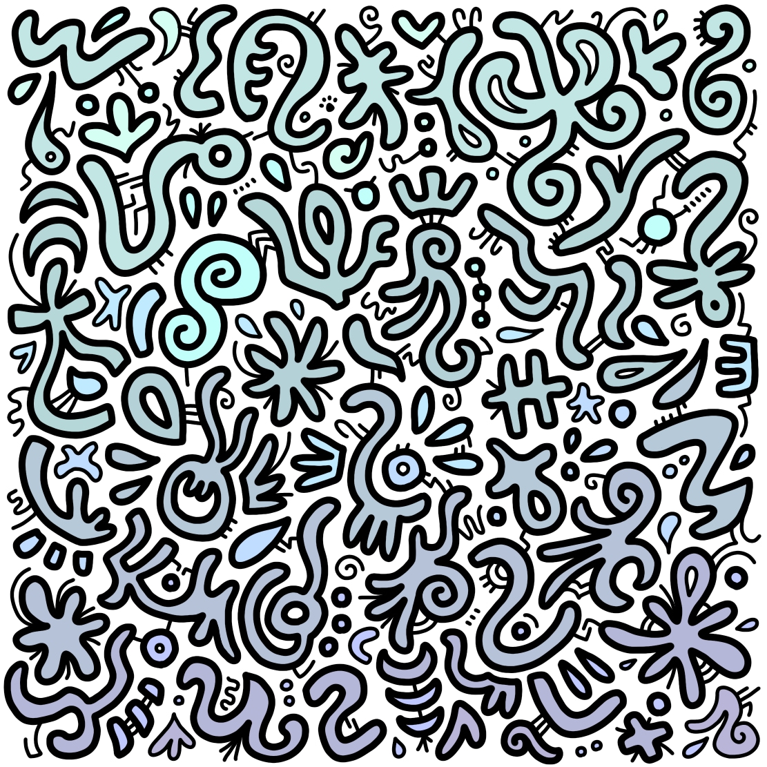 ごちゃごちゃしたイラストを描きます まるでパズルのピースみたい。ちょっぴりクセになるイラスト♪ イメージ10