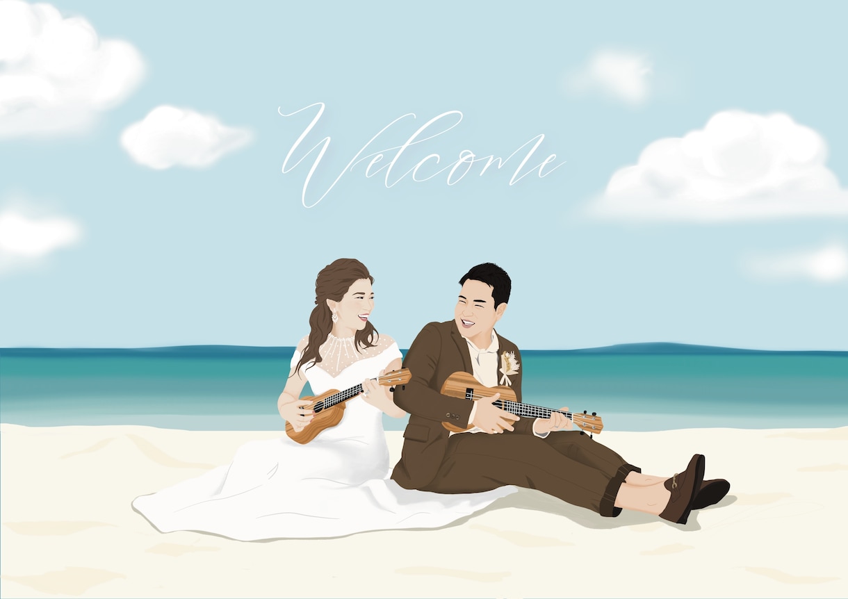 結婚式のウェルカムボード用似顔絵を制作します お部屋に飾ってもインテリアに馴染むイラスト イメージ3