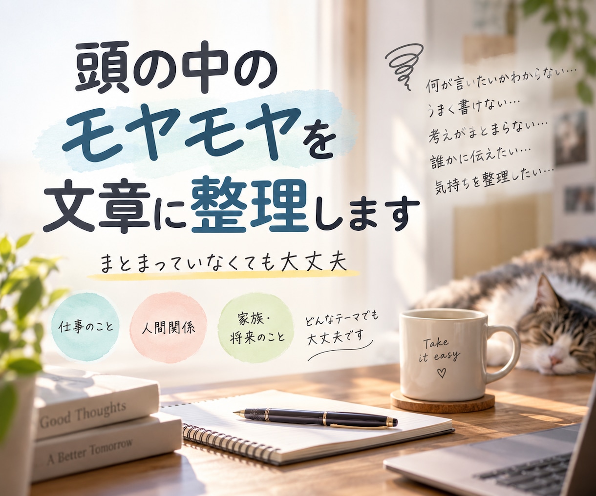 頭の中のモヤモヤを文章に整理します 伝えたいことを整理して言葉にします イメージ1