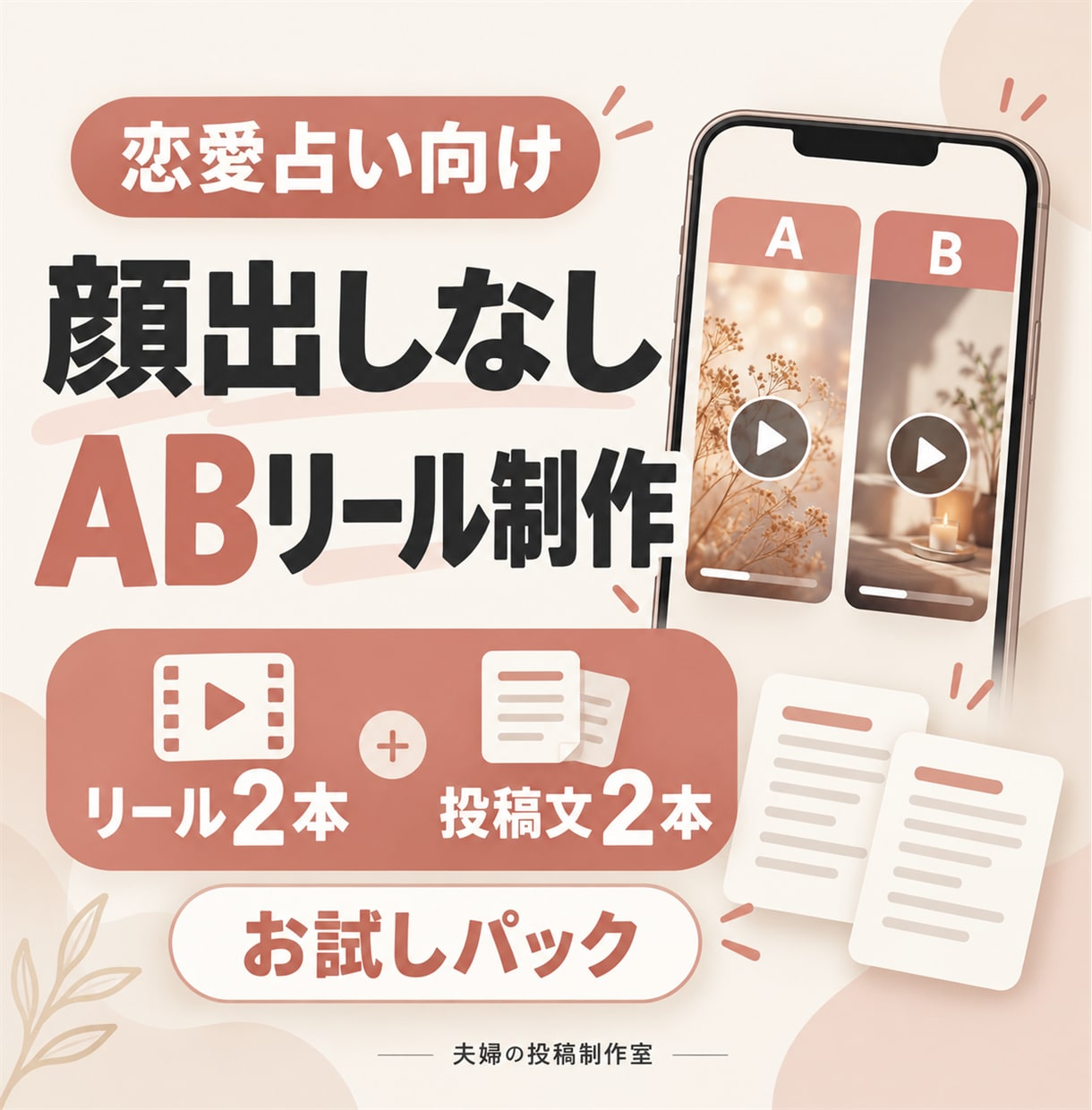 恋愛占い向け｜顔出しなしABリールを制作します 顔出しなし！恋愛占いのABリール制作 イメージ1