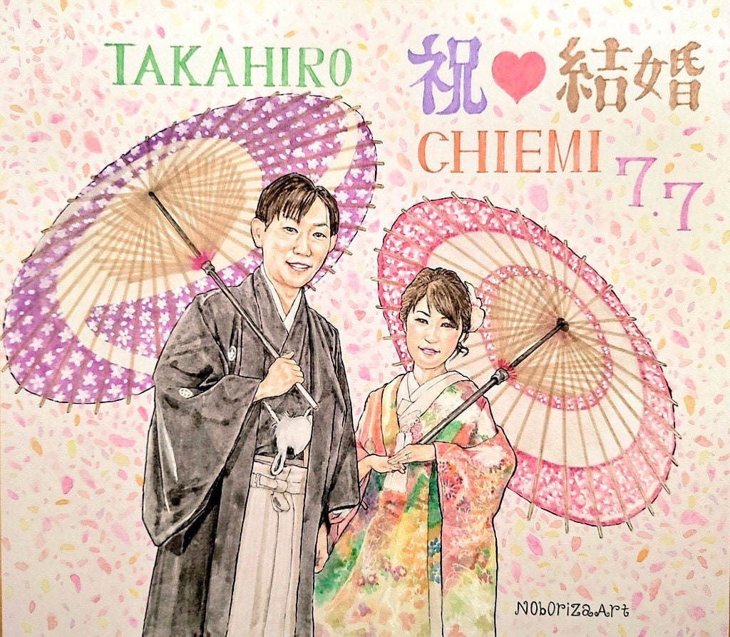 お二人の特別な記念にウエルカムボードを制作致します 幸せに溢れた温かく明るい絵で一生形に残る思い出をイラストに☆ イメージ3