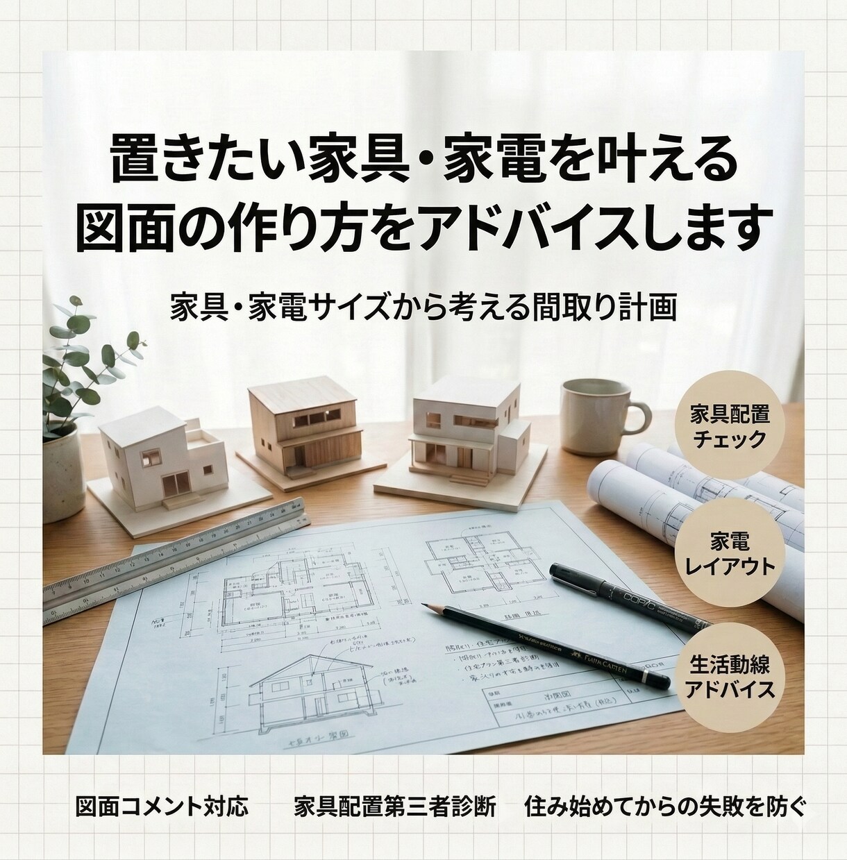 置きたい家具家電を叶える図面の作り方アドバイスます 家具家電がぴったり収まる間取りづくりを解説 イメージ1