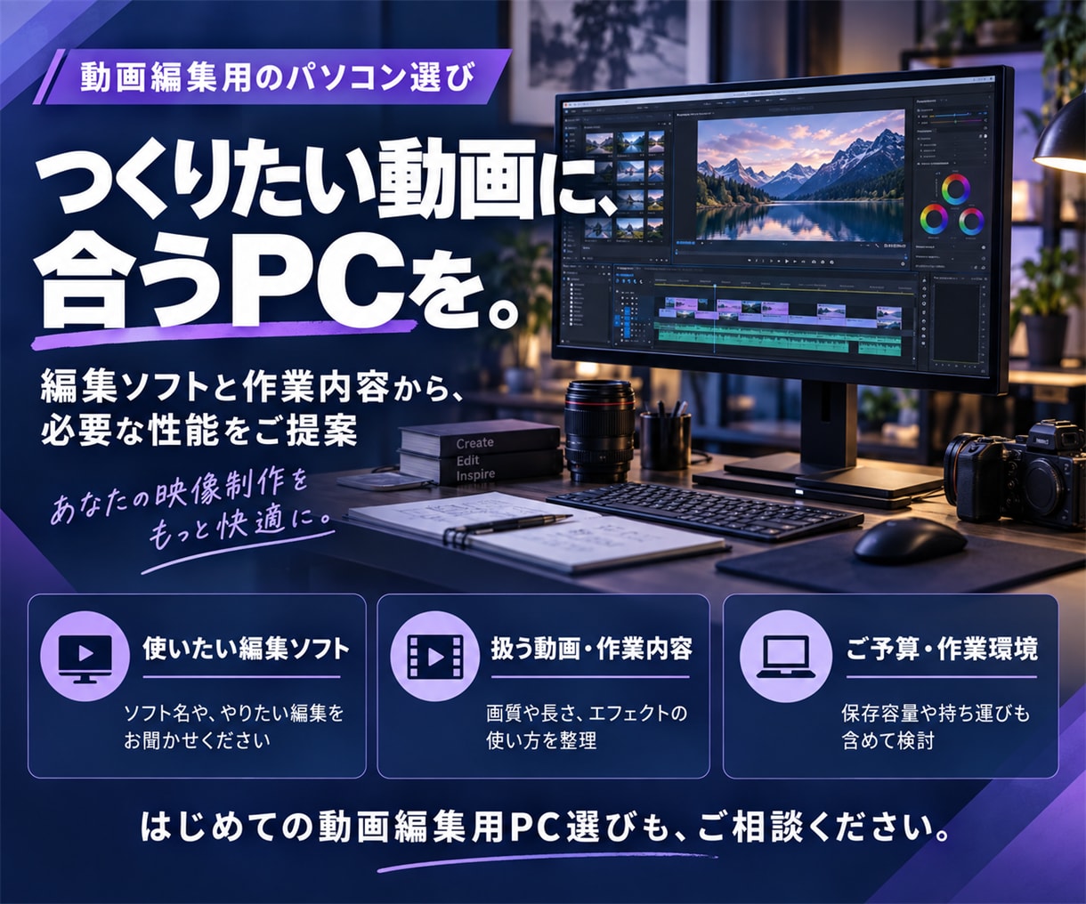 あなたに合ったパソコンご提案します ゲーム、動画編集、書類作成向けのパソコン選びに迷っている方 イメージ3