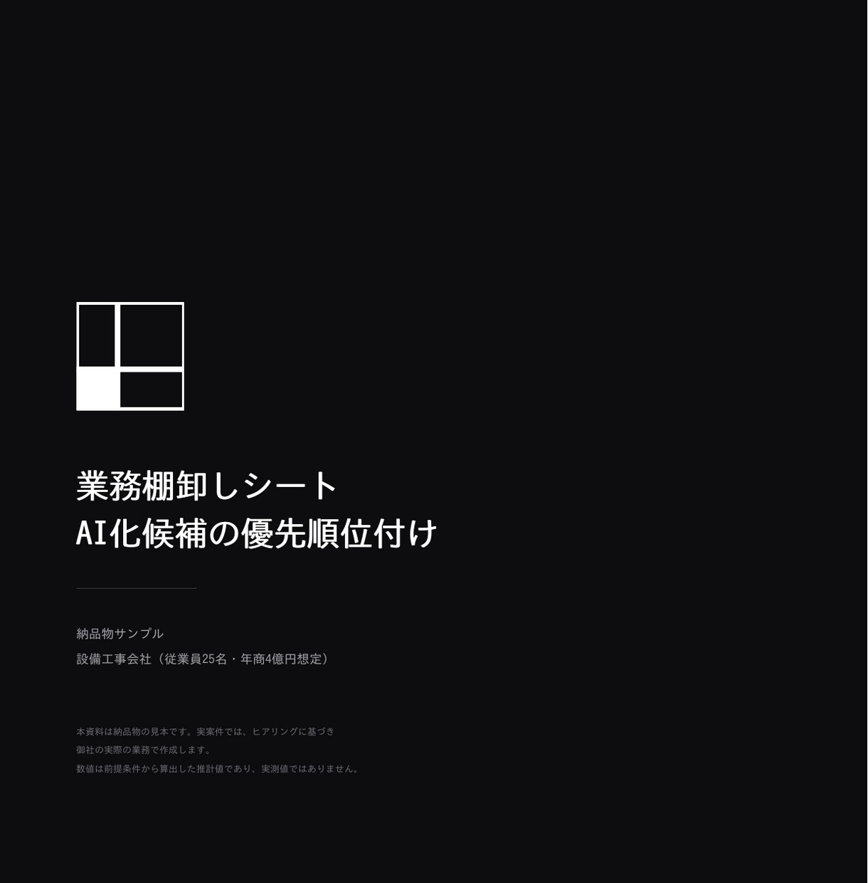 業務を分解してAIに任せる設計を作ります ツールを入れる前に、業務の線引きから設計します イメージ2