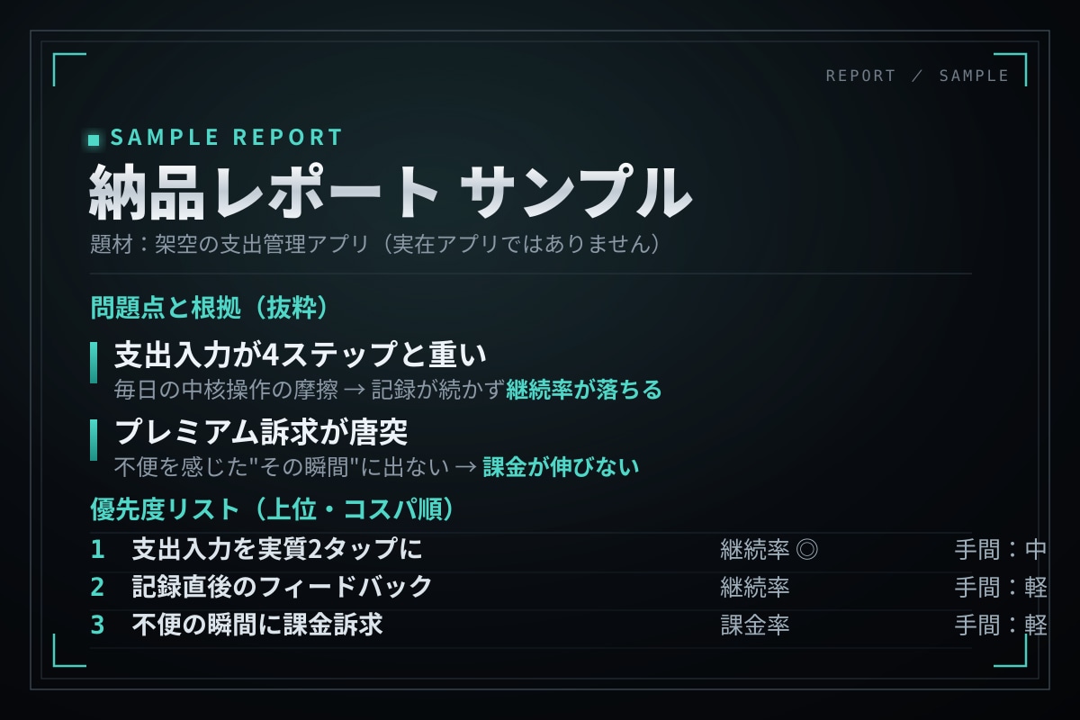 アプリ・ゲームのUI/UXをレビューします 現役SE×リリース済み開発者が"売れ方"まで本音で診ます イメージ4