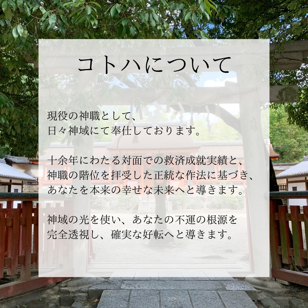 恋愛鑑定｜神職の霊視であなたの恋愛を導きます 霊視力で魂を浄化し、あなたの恋愛に本物の神託を届けます イメージ3