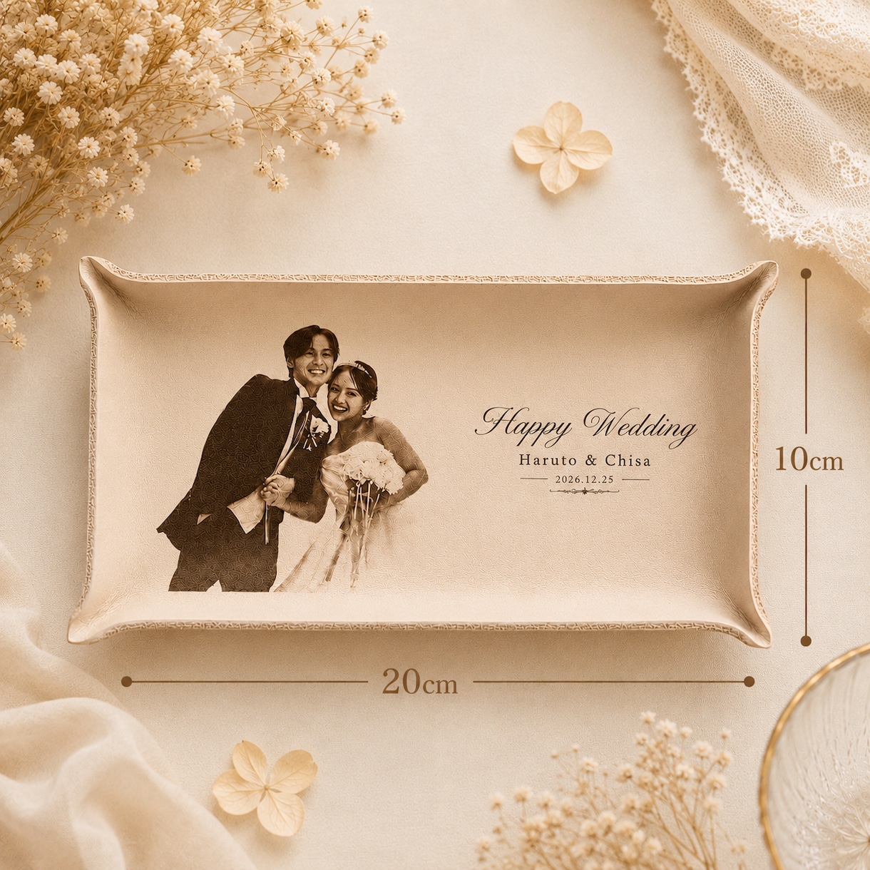 結婚祝い 写真入りレザートレイ作ります 結婚式後のプレゼント・両親贈呈品　ウェディングギフト イメージ8