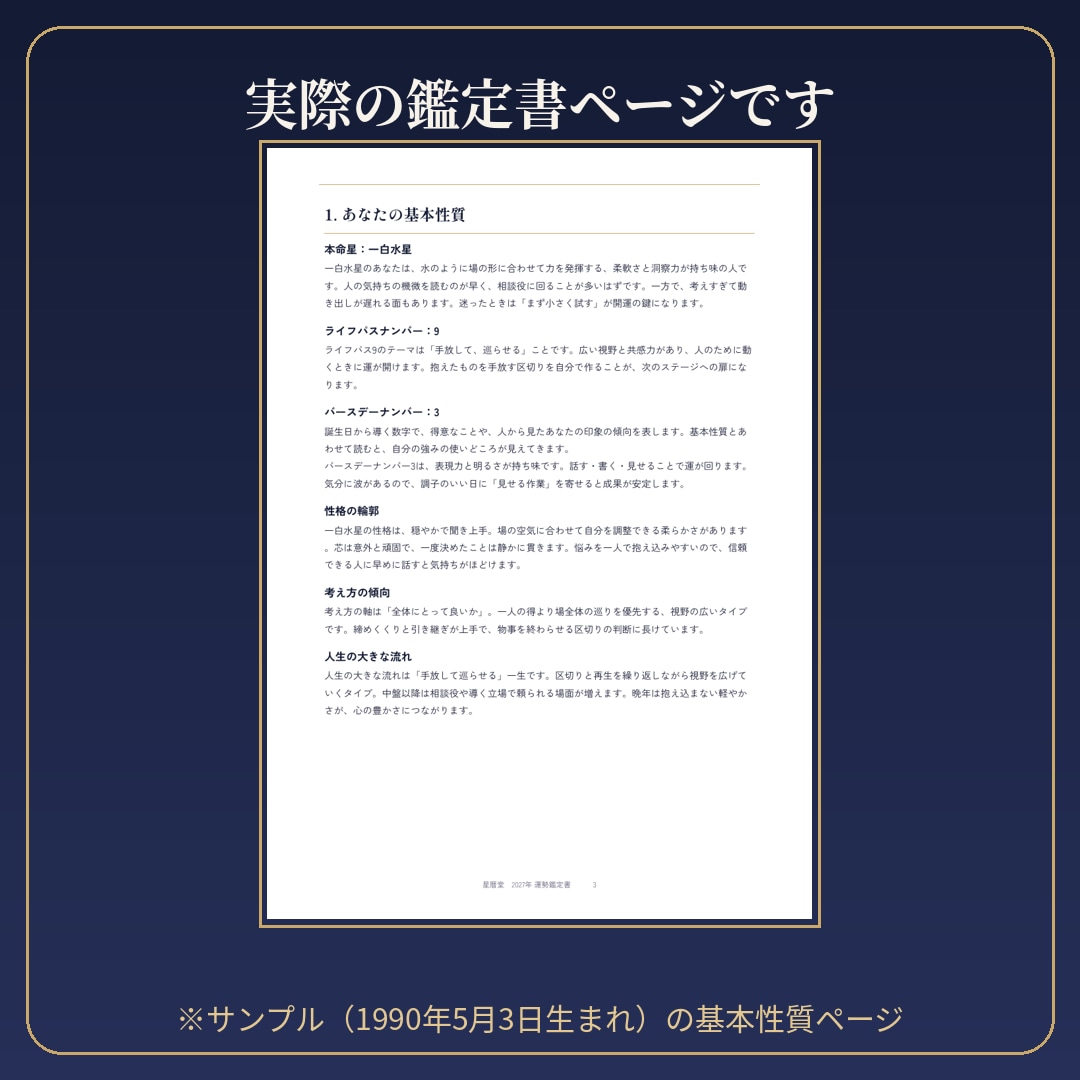 2027年の全体運を鑑定書でお届けします 数字の根拠が見える、2027年の全体運 イメージ3