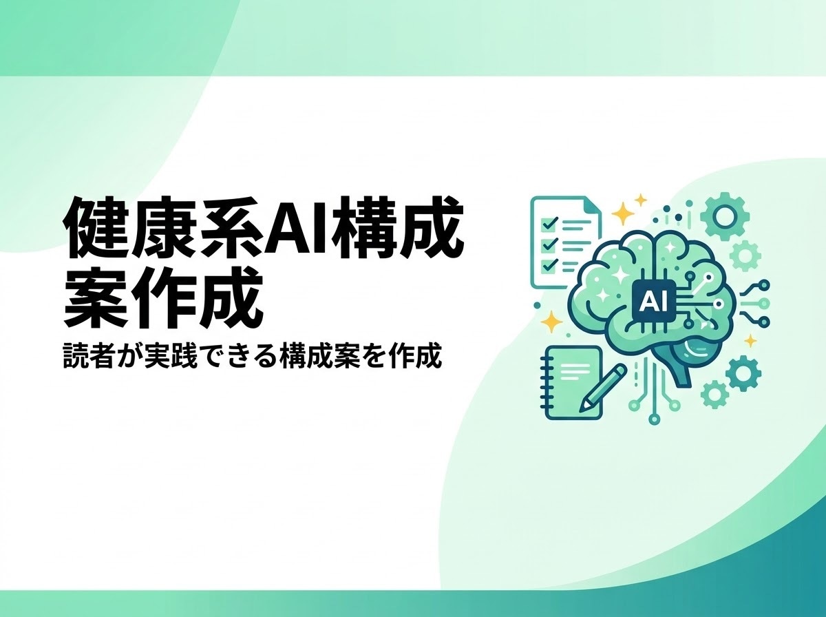 健康系AI構成案|見出し作成します 読者が実践できる構成案作成を提供します イメージ1