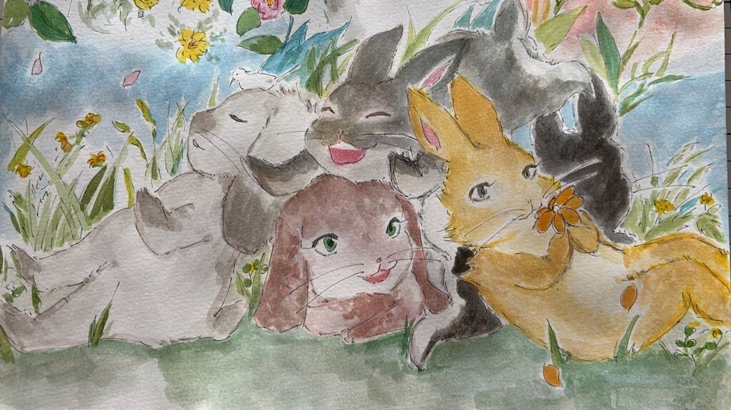 うさぎさんの水彩画を描きます 幸せうさぎ隊がうーちゃんのイラストを描いてお届け！ イメージ2