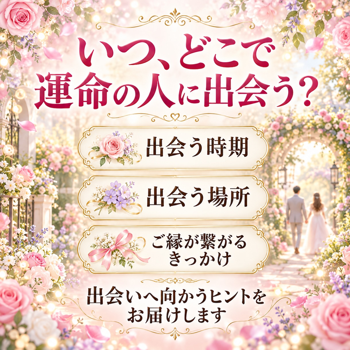 結婚に繋がる運命の相手をじっくり詳しく霊視します 時期、場所、出会い方、お相手の特徴、引き寄せる方法伝えます イメージ2