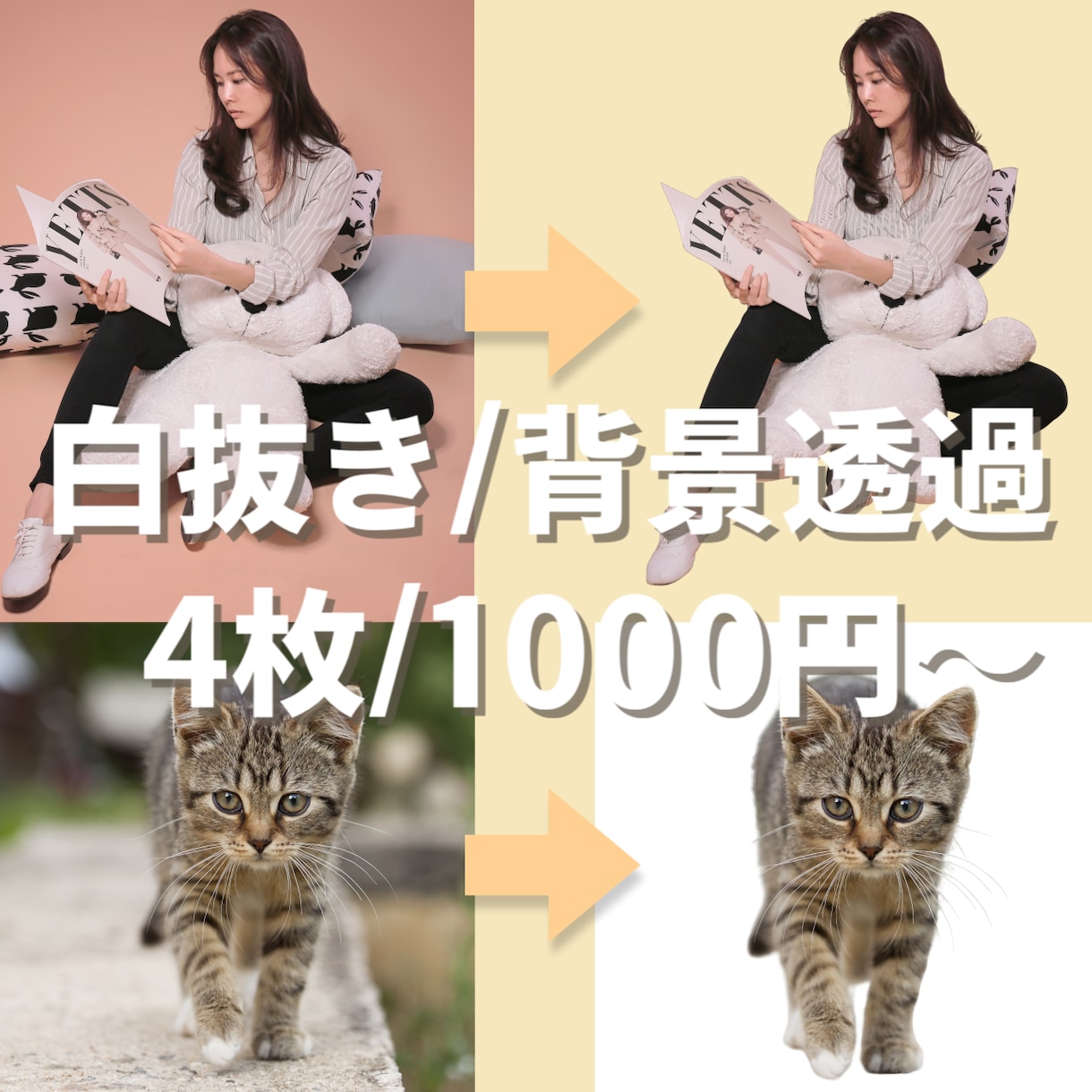 画像の背景切り抜き・白抜き・GB加工を行います 背景透過・切り抜き・白抜き・GB加工 イメージ1