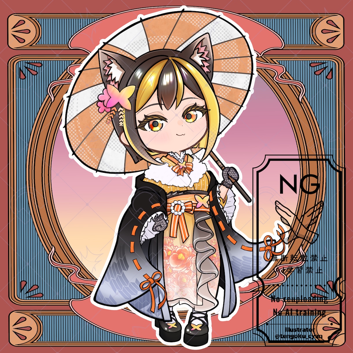 商用利用可！【大正ロマン着物】ミニキャラを描きます ライバー活動をお手伝い！配信/パネル開け/アイコン/グッズ イメージ3