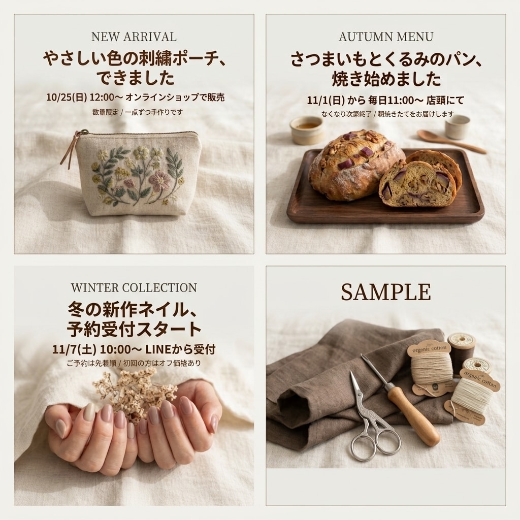 ナチュラルなInstagram投稿画像を作ります カフェや雑貨屋さん向け。やさしい雰囲気に仕上げます イメージ2