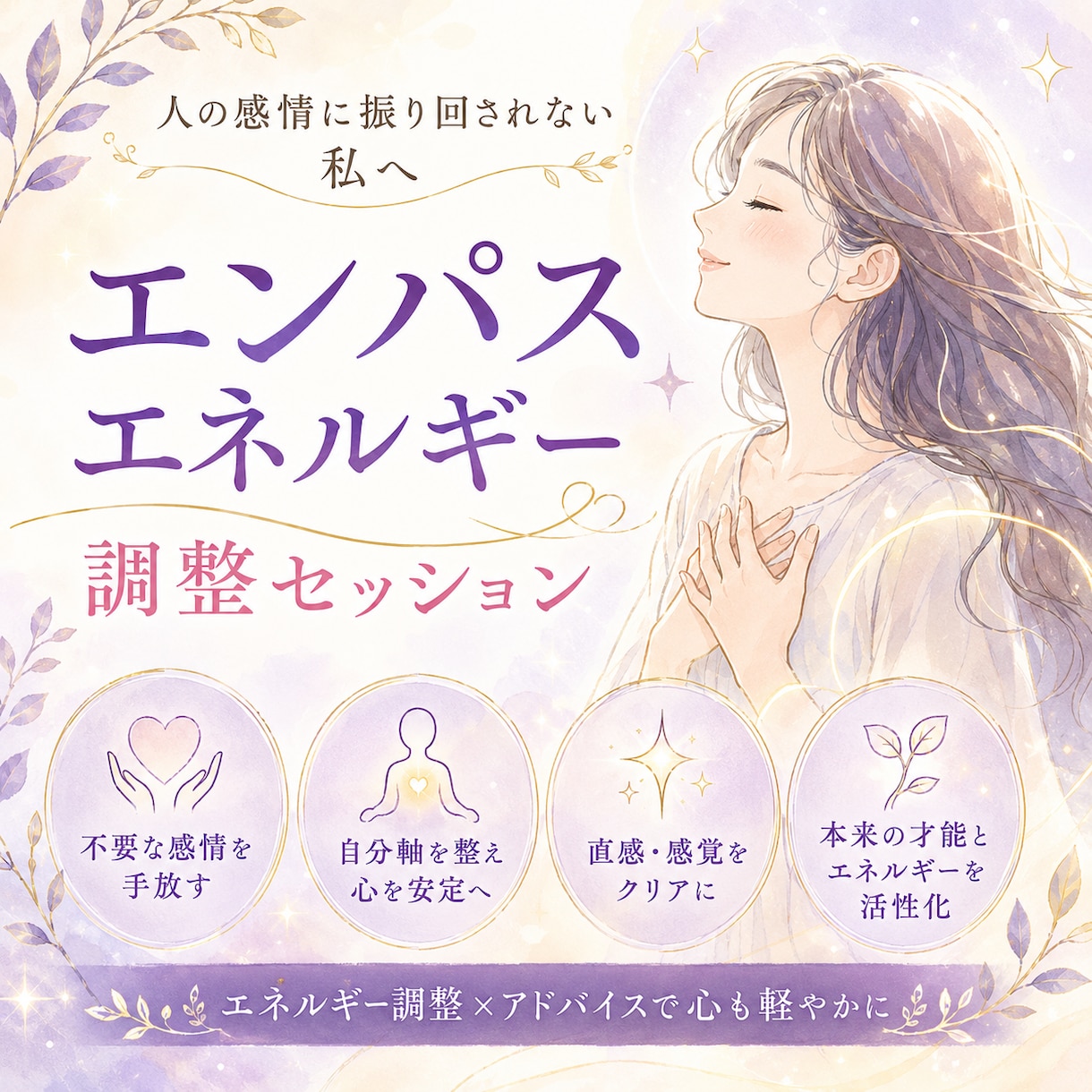 改）エンパス気質のための深層エネルギー調整します 人の感情を抱え込みやすい方。共感疲労や人間関係の重さを手放し イメージ1