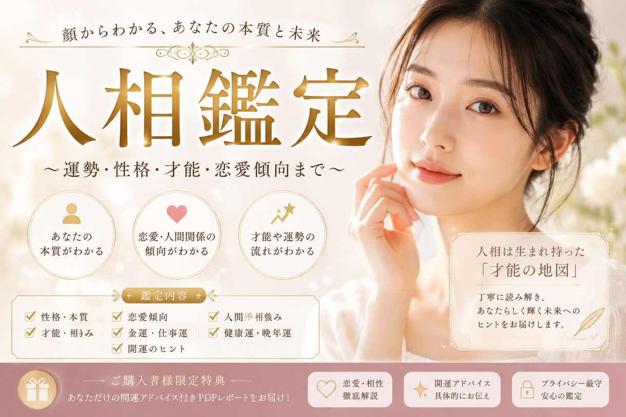 顔写真から性格と運勢を診断します 自分を知りたい方へ、顔から見える”隠れた強み” イメージ1