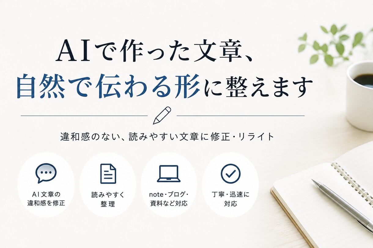 AIで作った文章、自然で伝わる形に整えますます 文章の違和感を読みやすく整理します イメージ1