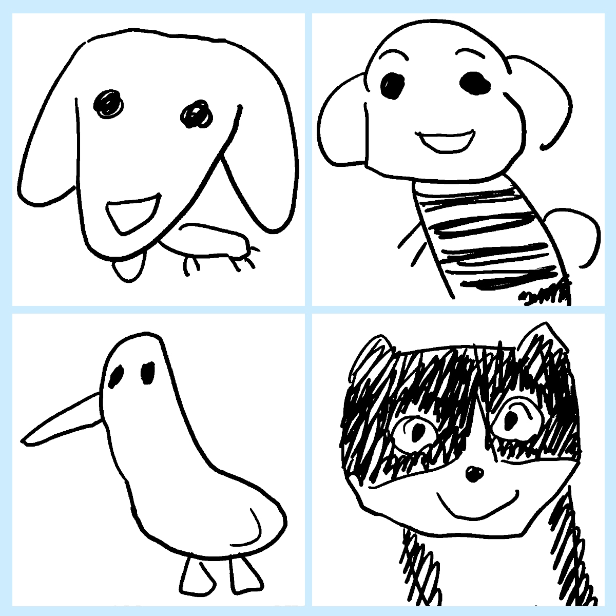 小さいお子さんが動物を書いたような似顔絵描きます ペットなどのイラスト、アイコンや名刺などに、文字無料 イメージ2