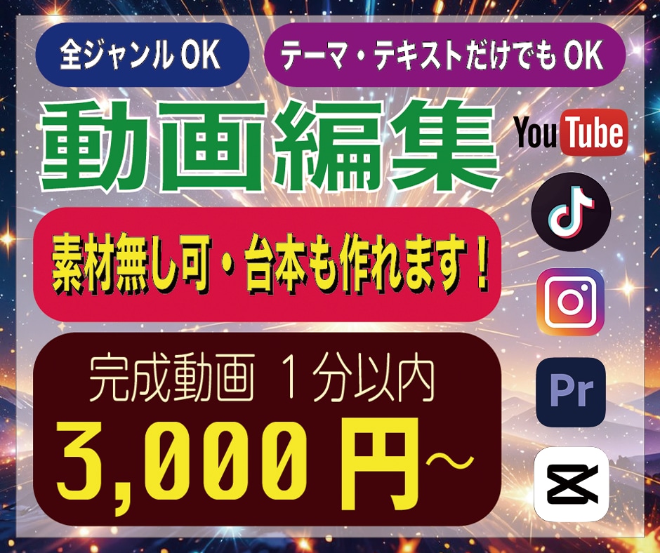 ショート動画/SNS動画の編集承ります 2,000本以上の実績で幅広く対応し、より良い動画作りを提案 イメージ1