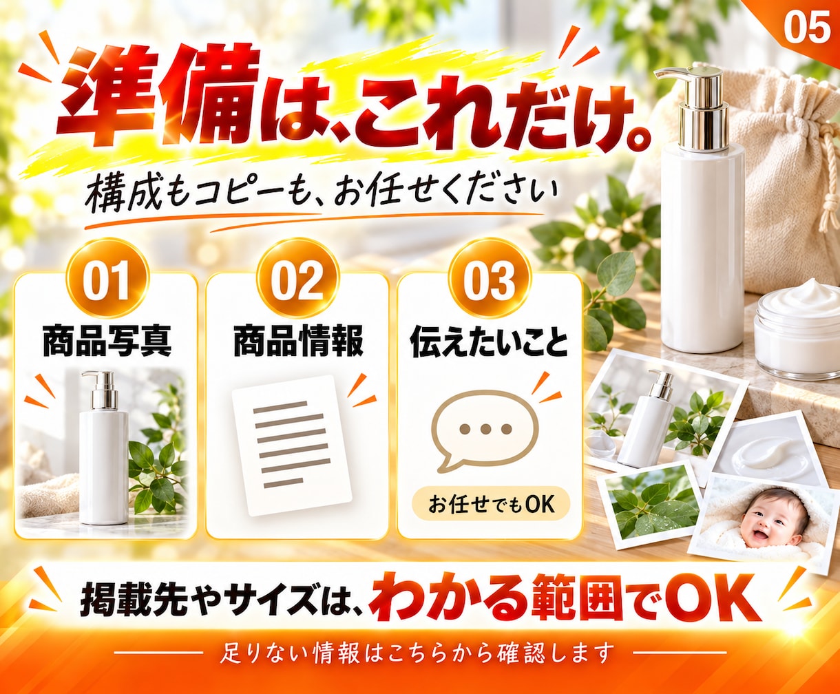 EC商品画像5枚を構成・コピー込みで制作します 5枚3,000円｜修正無制限・標準3日でお届け イメージ5