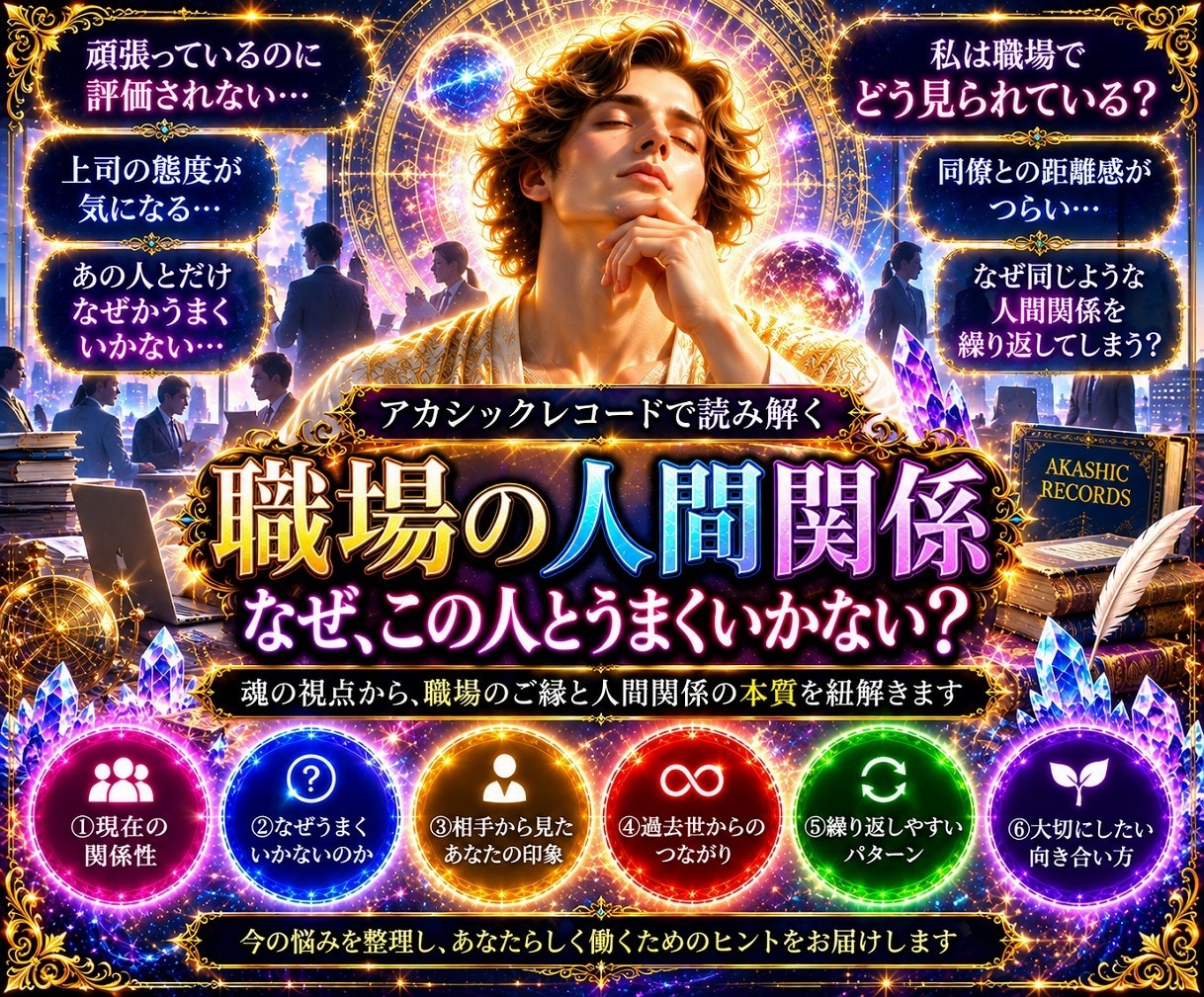 職場の人間関係をアカシックで読み解きます なぜこの人と合わない？関係の理由と向き合い方を鑑定 イメージ1