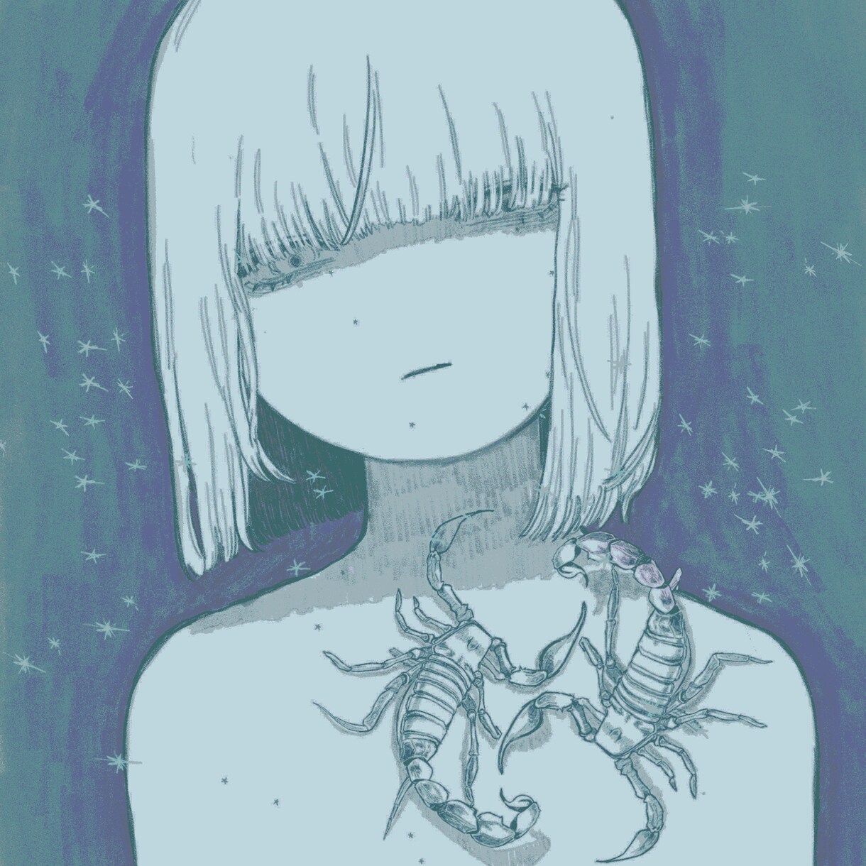 女の子のモノクロイラスト描きます ダークな雰囲気が得意ですアイコンやジャケ写真等お使いください イメージ4